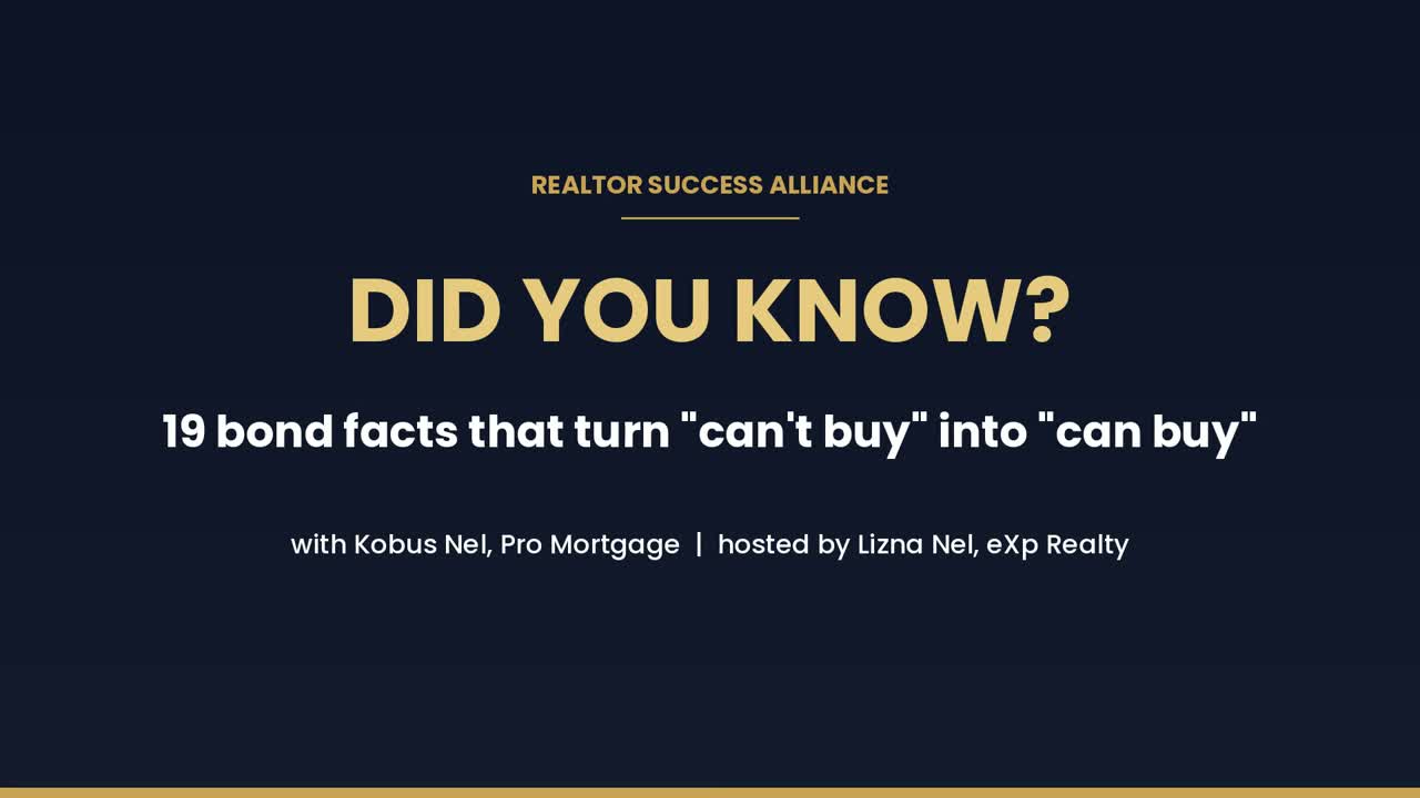 Did You Know? Bond Facts, with Kobus Nel, Pro Mortgage, hosted by Lizna Nel
